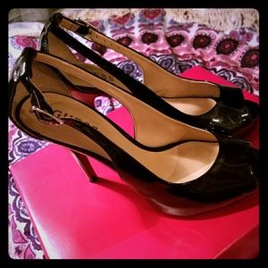 Strappy Guess Peep-Toe Heels with Buckles